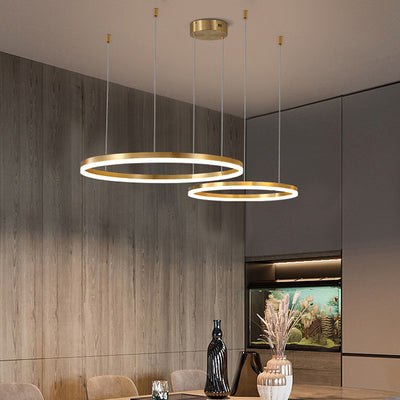 Lámpara Colgante Círculo Cobre Nórdico - Luz Atmosférica para Sala de Lujo - Image 16