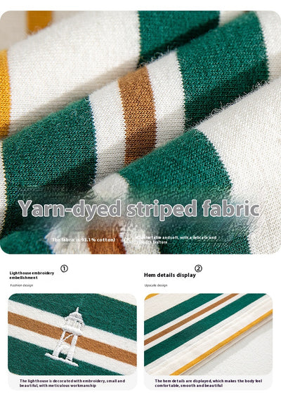Playera Hombre Rayas Contraste Retro Suelta Versátil - Image 36
