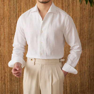 Camisa Blanca Manga Larga para Hombre - Versátil y Clásica - Image 29