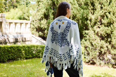 Chal de Lana Tejido con Diseño de Búho para Mujer - Image 12