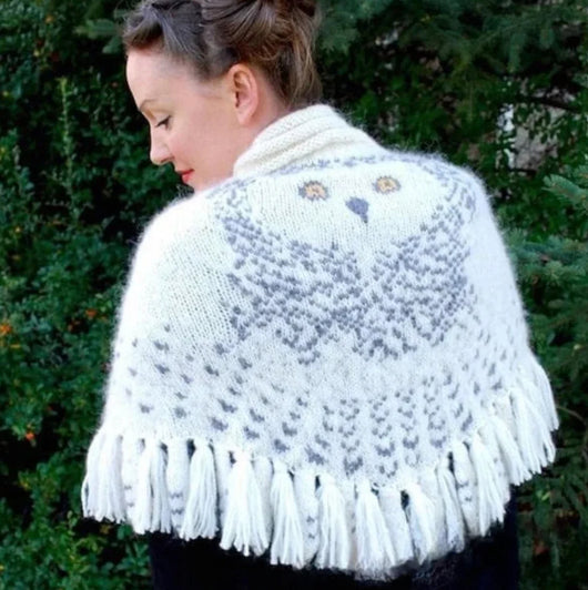 Chal de Lana Tejido con Diseño de Búho para Mujer - Image 15
