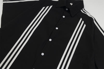 Camisa de Rayas Patchwork Manga Corta para Hombre - Image 33