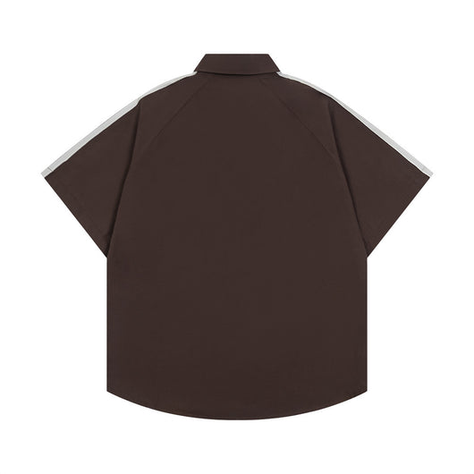 Camisa de Rayas Patchwork Manga Corta para Hombre - Image 37