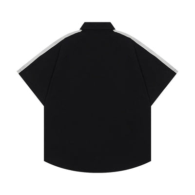 Camisa de Rayas Patchwork Manga Corta para Hombre - Image 39