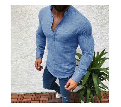 Camisa de Lino para Hombre Manga Corta Cuello Mao - Estilo Casual Versátil - Image 8