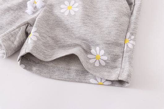 Shorts Gris Claro para Niñas con Estampado de Margaritas - Image 16