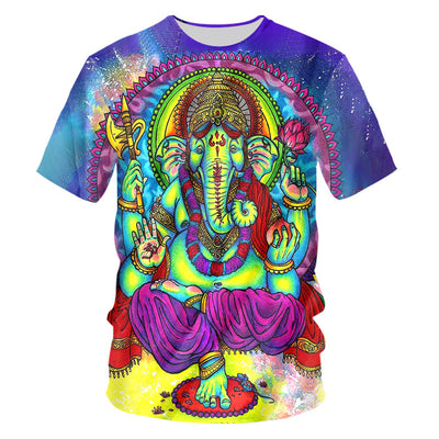 Playera Casual Estampado Psicodélico 3D con Tecnología Transpirable - Image 35