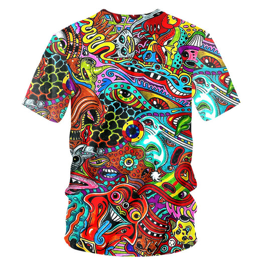Playera Casual Estampado Psicodélico 3D con Tecnología Transpirable - Image 48