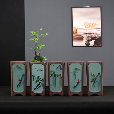Maceta Cerámica Cuadrada Púrpura para Orquídeas y Plantas de Interior - Image 29