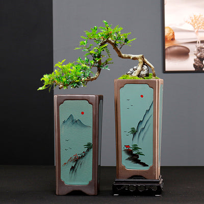 Maceta Cerámica Cuadrada Púrpura para Orquídeas y Plantas de Interior - Image 33