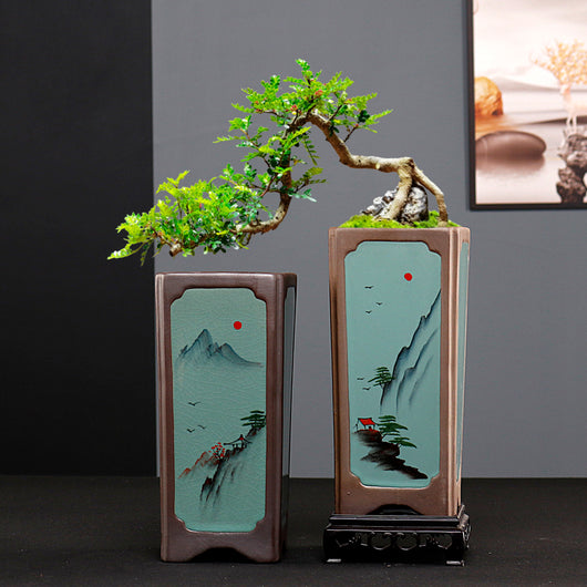 Maceta Cerámica Cuadrada Púrpura para Orquídeas y Plantas de Interior - Image 33