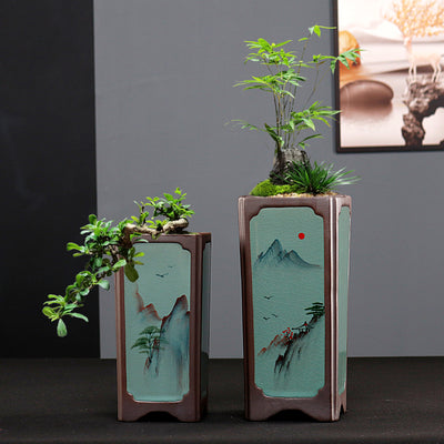 Maceta Cerámica Cuadrada Púrpura para Orquídeas y Plantas de Interior - Image 36