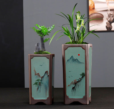 Maceta Cerámica Cuadrada Púrpura para Orquídeas y Plantas de Interior - Image 45