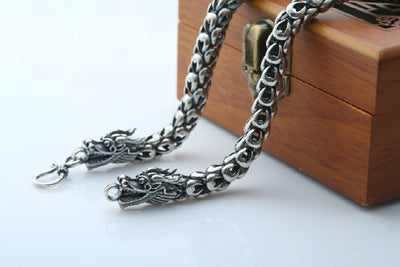 Collar Vintage Cabezas de Dragón Doble Plata S925 con Escamas - Image 12