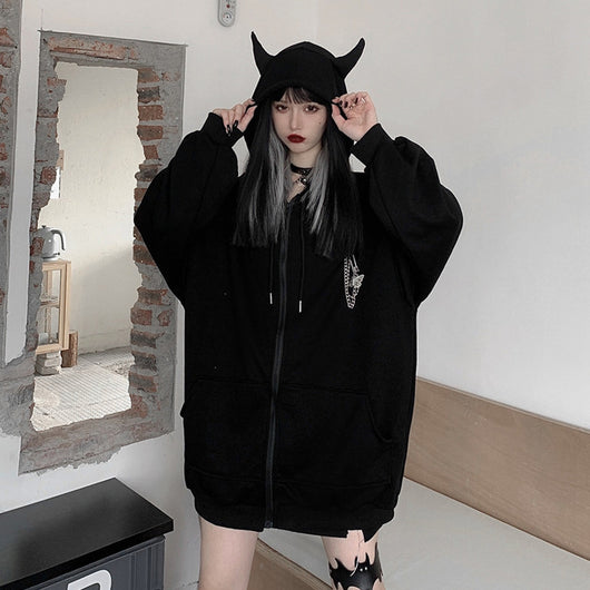 Abrigo Sudadera con Capucha Dark Little Devil para Mujer - Image 6