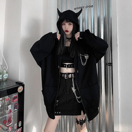 Abrigo Sudadera con Capucha Dark Little Devil para Mujer - Image 8