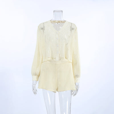 Conjunto de Malla Transpirable para Mujer - Blusa y Shorts Sueltos - Image 13