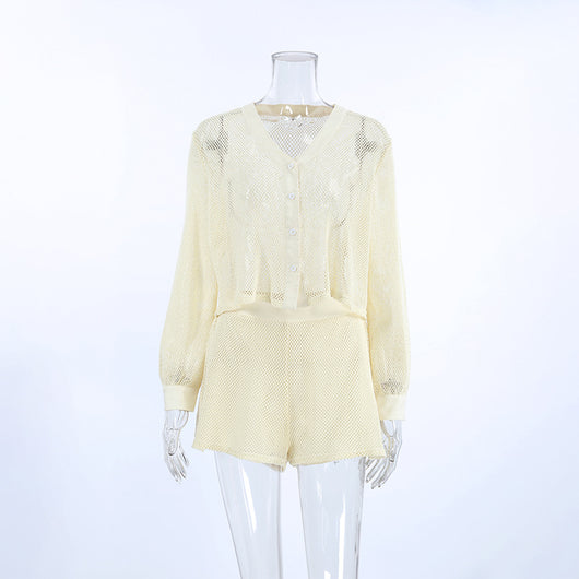 Conjunto de Malla Transpirable para Mujer - Blusa y Shorts Sueltos - Image 13