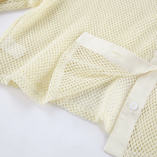 Conjunto de Malla Transpirable para Mujer - Blusa y Shorts Sueltos - Image 15
