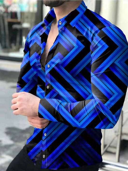 Camisa Casual Estampada de Manga Larga para Hombre - Image 28