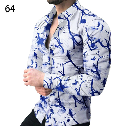 Camisa Casual Estampada de Manga Larga para Hombre - Image 31