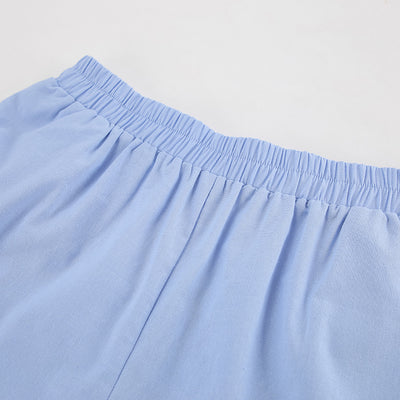 Conjunto Dos Piezas: Camisa Azul de Algodón Manga Larga y Shorts - Image 14