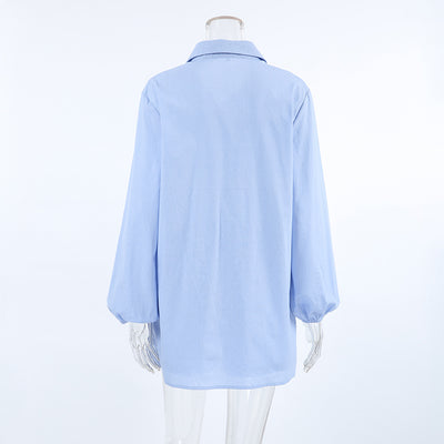 Conjunto Dos Piezas: Camisa Azul de Algodón Manga Larga y Shorts - Image 21