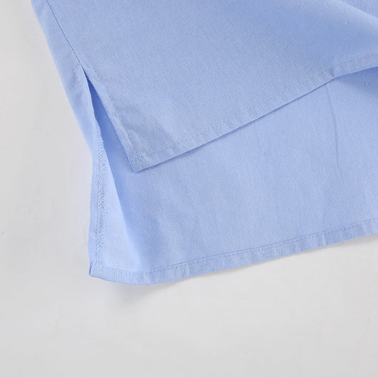Conjunto Dos Piezas: Camisa Azul de Algodón Manga Larga y Shorts - Image 22