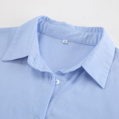 Conjunto Dos Piezas: Camisa Azul de Algodón Manga Larga y Shorts - Image 27