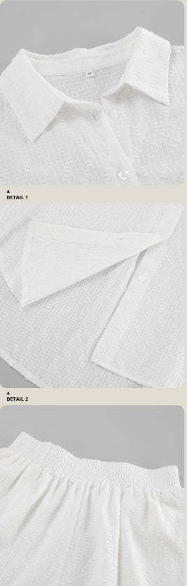 Conjunto Suelto de Shorts y Blusa Jacquard para Mujer - Image 7