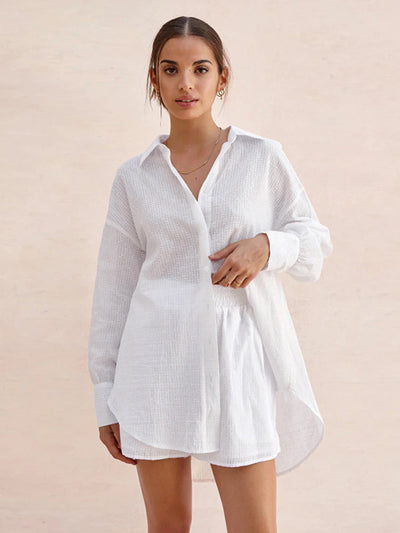 Conjunto Suelto de Shorts y Blusa Jacquard para Mujer - Image 8