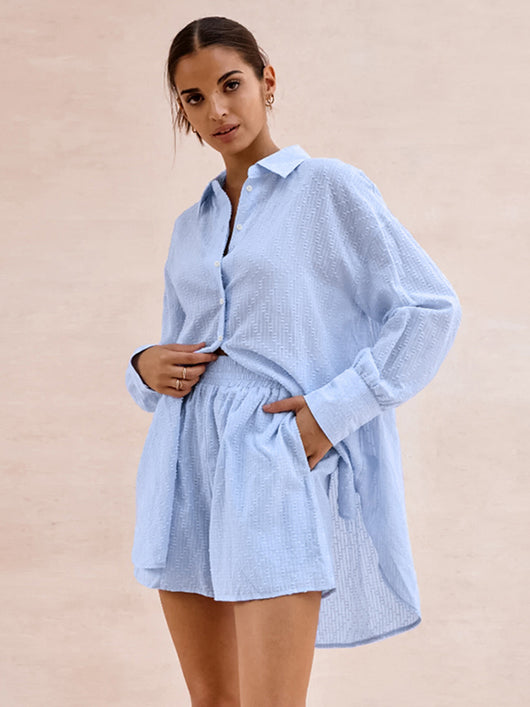 Conjunto Suelto de Shorts y Blusa Jacquard para Mujer - Image 11