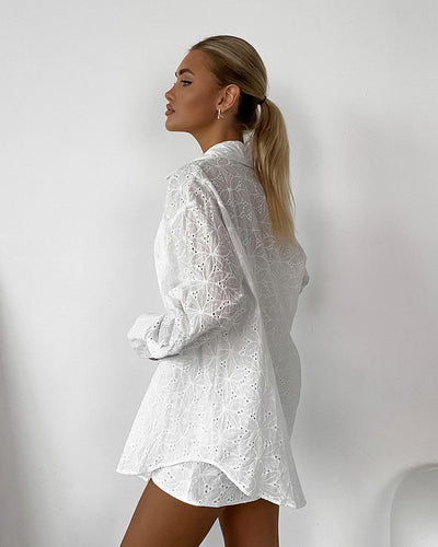 Conjunto de Blusa y Shorts Jacquard Suelto para Mujer - Image 16