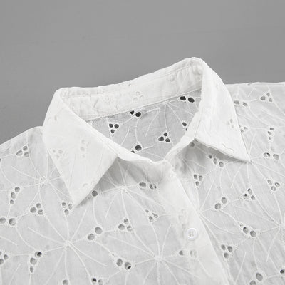 Conjunto de Blusa y Shorts Jacquard Suelto para Mujer - Image 18