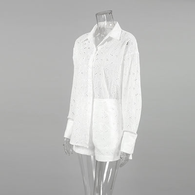 Conjunto de Blusa y Shorts Jacquard Suelto para Mujer - Image 19