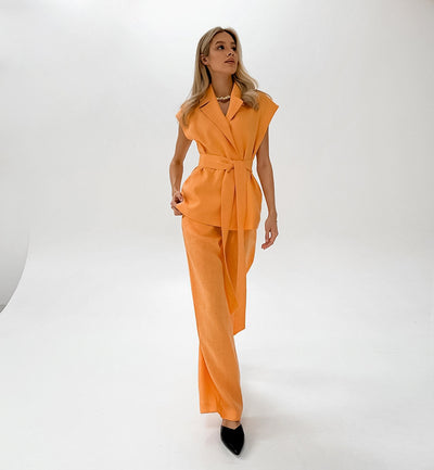 Conjunto Dos Piezas Naranja con Corpiño de Encaje y Cordones para Mujer - Image 10