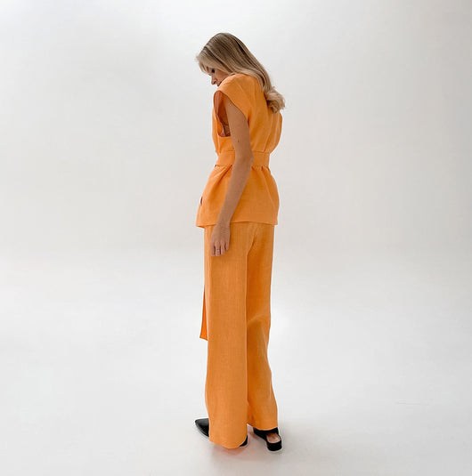 Conjunto Dos Piezas Naranja con Corpiño de Encaje y Cordones para Mujer - Image 11