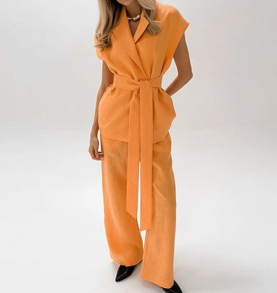 Conjunto Dos Piezas Naranja con Corpiño de Encaje y Cordones para Mujer - Image 12