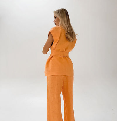 Conjunto Dos Piezas Naranja con Corpiño de Encaje y Cordones para Mujer - Image 13