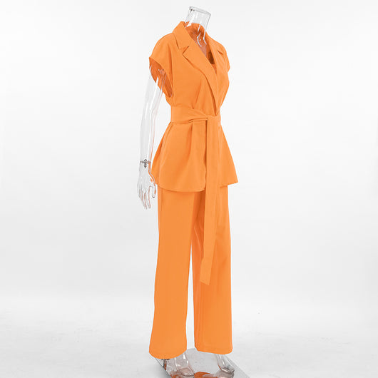 Conjunto Dos Piezas Naranja con Corpiño de Encaje y Cordones para Mujer - Image 20