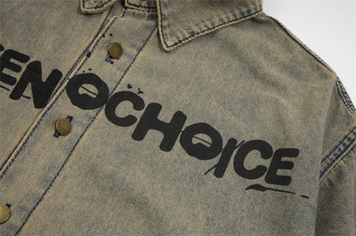 Camisa Denim Desgastada con Letras Waste para Hombre - Image 24