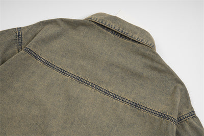 Camisa Denim Desgastada con Letras Waste para Hombre - Image 30