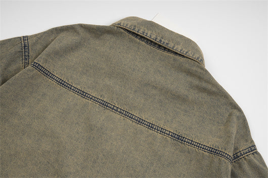 Camisa Denim Desgastada con Letras Waste para Hombre - Image 30
