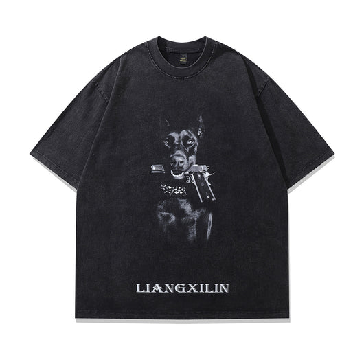 Camiseta Oversized Hip Hop Streetwear Unisex con Estampa Divertida Doberman - Image 20