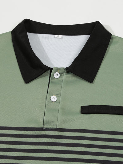 Camisa Casual a Rayas con Bolsillo en el Pecho para Hombre - Image 16