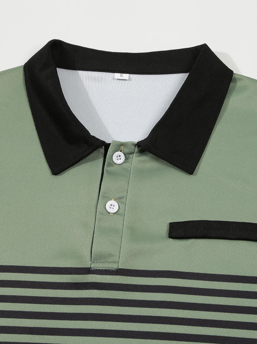 Camisa Casual a Rayas con Bolsillo en el Pecho para Hombre - Image 16