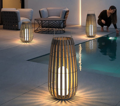 Lámpara Solar Portátil de Ratán para Jardín - Image 16