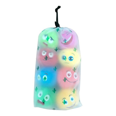 Colorful pet puzzle balls with cartoon faces and cactus designs, packaged in a clear drawstring bag. - Image 21