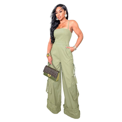 Jumpsuit de Trabajo para Mujer con Bolsillos Múltiples y Pierna Ancha - Image 13