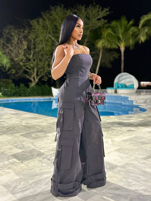 Jumpsuit de Trabajo para Mujer con Bolsillos Múltiples y Pierna Ancha - Image 16